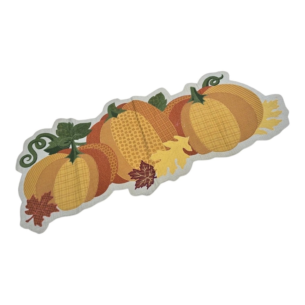 Harvest Fall Pumpkins Table Runner 14.5"X35"  Orange Brown Autumn Thanksgiving